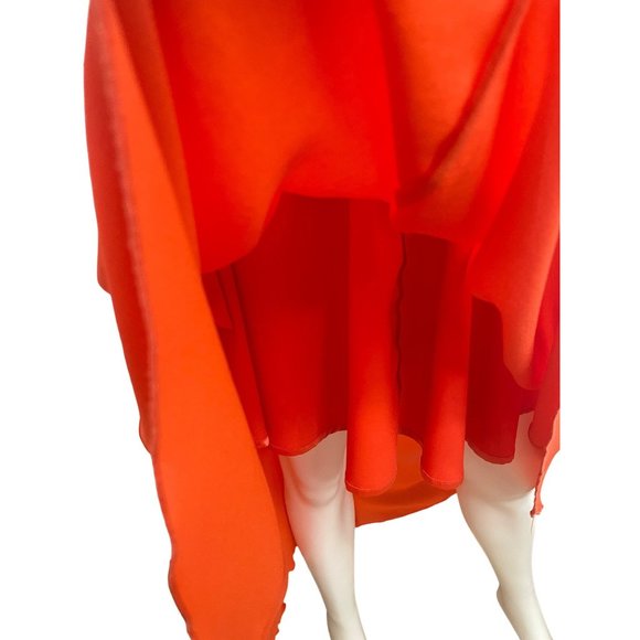 Jessica Simpson Red Hi/Lo Midi Dress 6 Peek-a-Boo Neckline Rounded Sleeveless - Picture 6 of 13